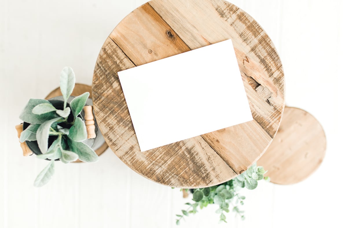 Wooden Stools and Galvanized Buckets with Paper