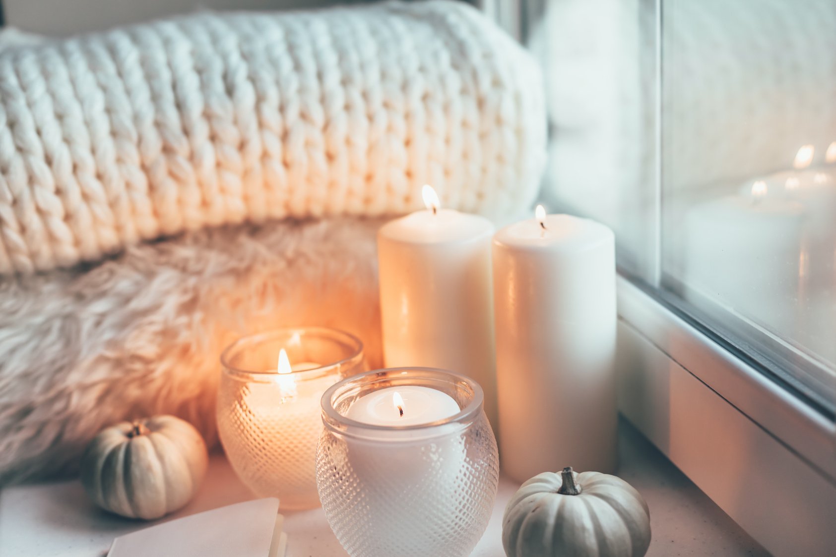 Hygge Scene with Sweater and Candles